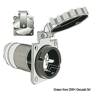 Marinco 3-wire bipolar monophase socket AISI 316